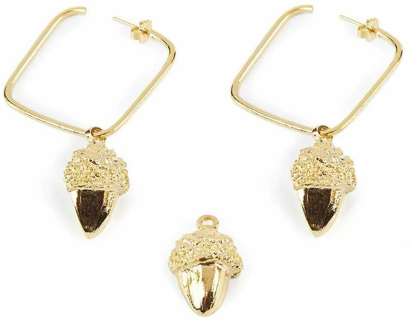 Shabama SQUARE ACORN earrings #shiny auksinis 1 u