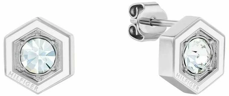 Tommy Hilfiger Madingi plieno auskarai su kristalu Geometric 2780859