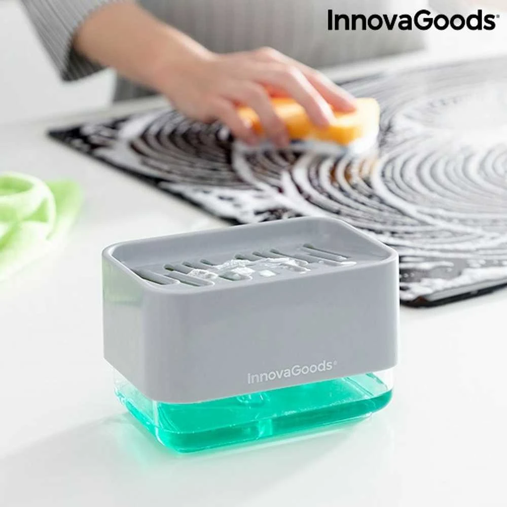 InnovaGoods muilo dozatorius 2 viename Pushoap skirta indams skysčio dozatorius kriauklei