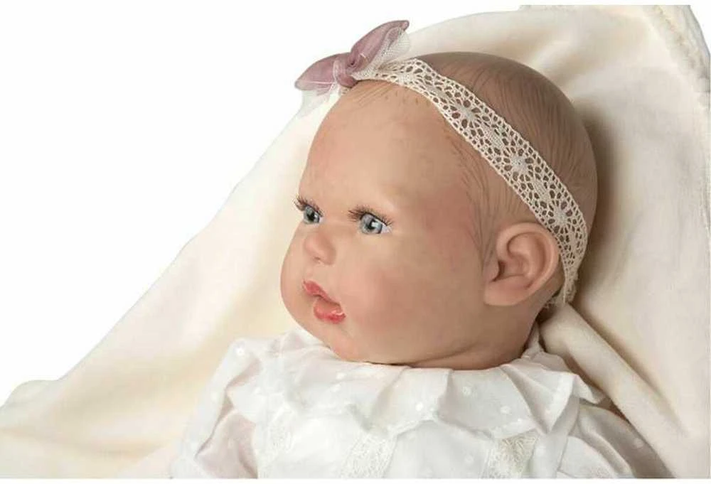ARIAS Reborn lėlytė baltais rūbeliais, mergaitė, 45 cm