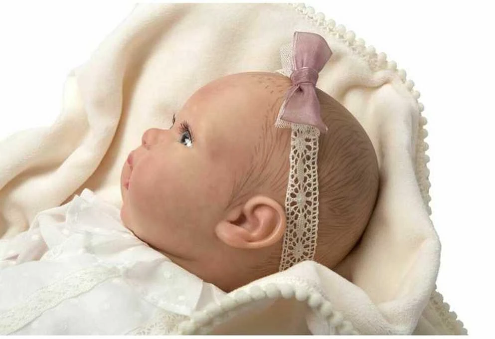 ARIAS Reborn lėlytė baltais rūbeliais, mergaitė, 45 cm