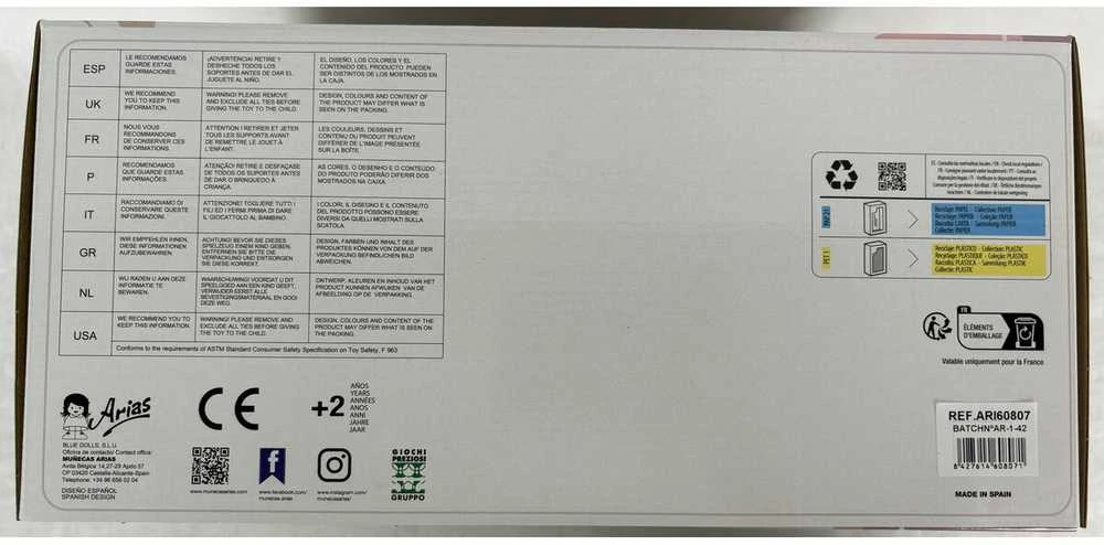 Arias realistiška lėlytė mergaitė 30 cm, su čiulptuku, rožine kepuryte, maudoma