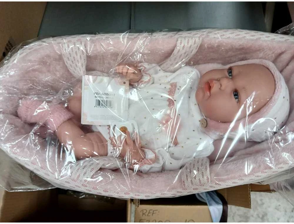 Munecas Arias Arias lėlė su pašiltinta nešykle, su garsu 40 cm