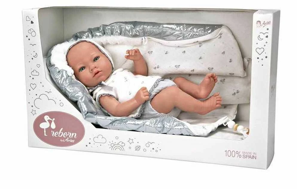 Munecas Arias Reborn lėlytė su blizgiu pleduku, mergaitė, 38 cm