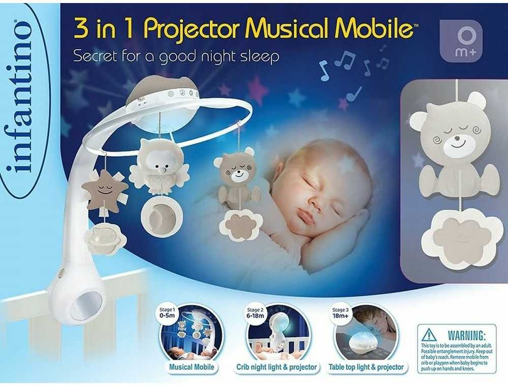 Bkids Muzikinė karuselė 3w1 Infantino smėlio spalvos