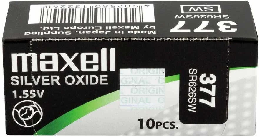 Maxell 377 sidabro oksido baterijų pakuotė