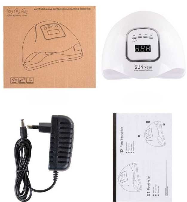 Nagų lempa 46 LED UV 150W hibridiniams geliams Strong Sun X5 Max LCD