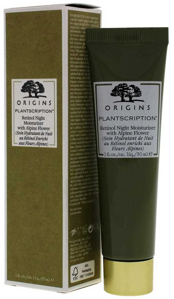Origins Plantscription Retinol Night Moisturizer With Alpine Flower naktinis drėkinamasis kremas su retinoliu, 30 ml