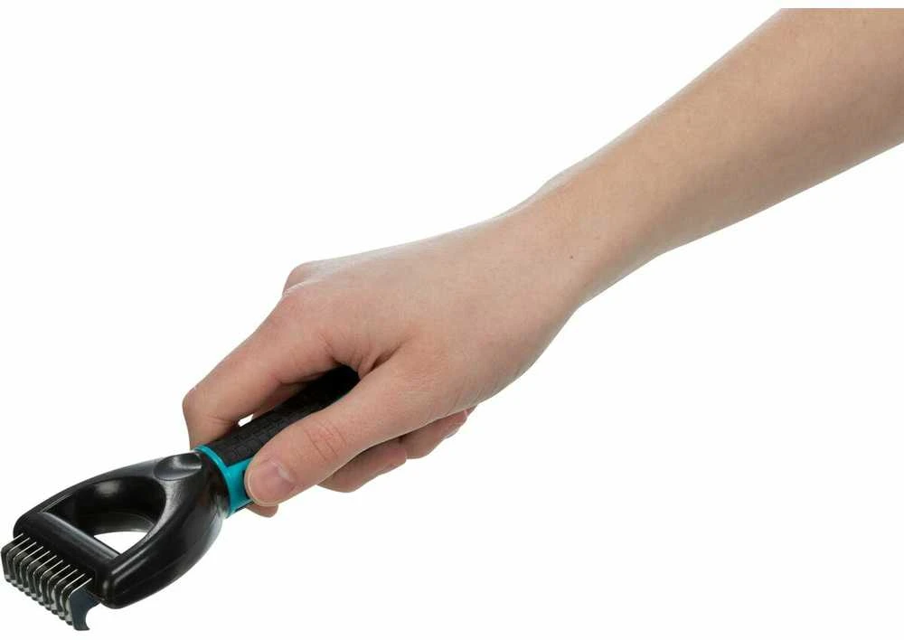 TRIXIE Fur detangler, Grėblys susivėlusiam kailiui, plastm.-metal., 6x18 cm