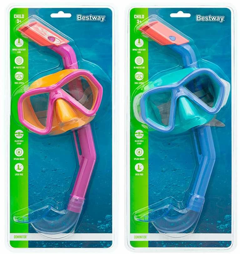Nardymo kaukė su vamzdeliu Bestway 24023, rožinė/geltona