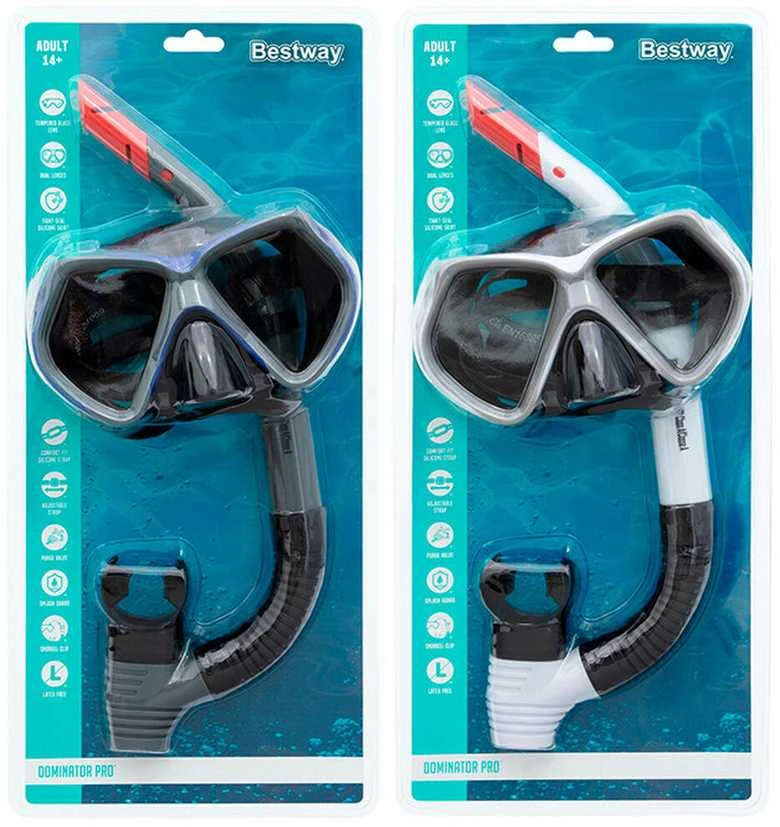 Nardymo kaukė su vamzdeliu Bestway, juoda/mėlyna