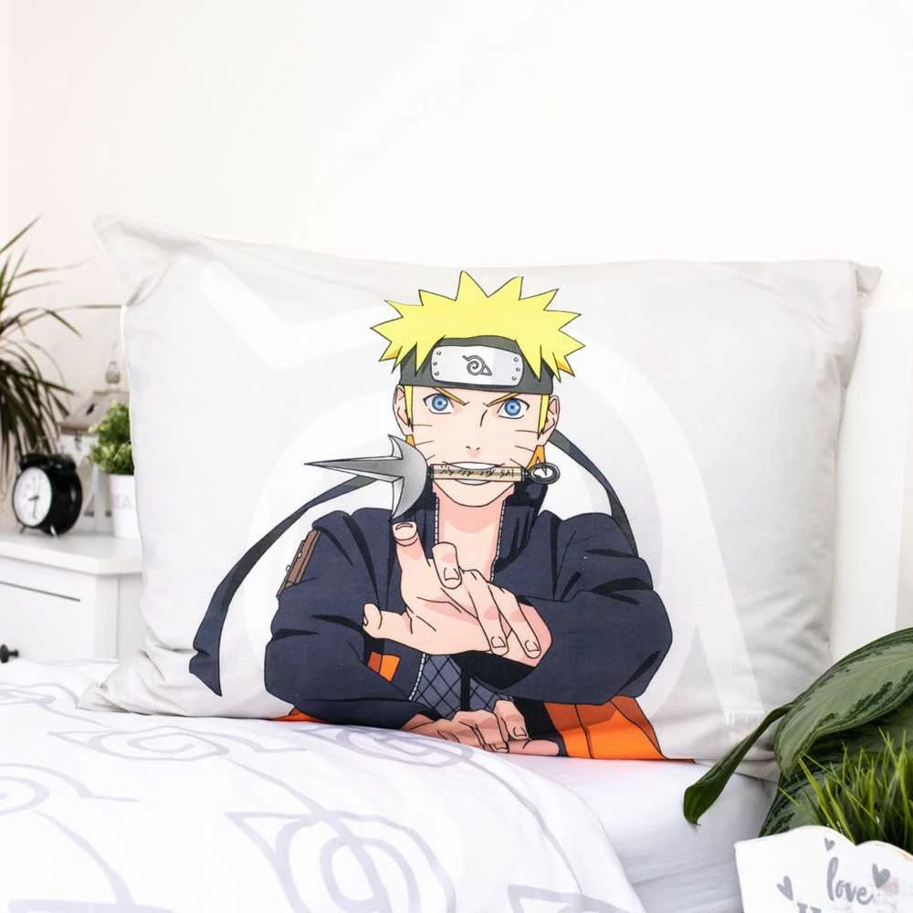 Patalynė bawełniana 140x200 Naruto pilka kolorowa poszewka 70x90 JF24