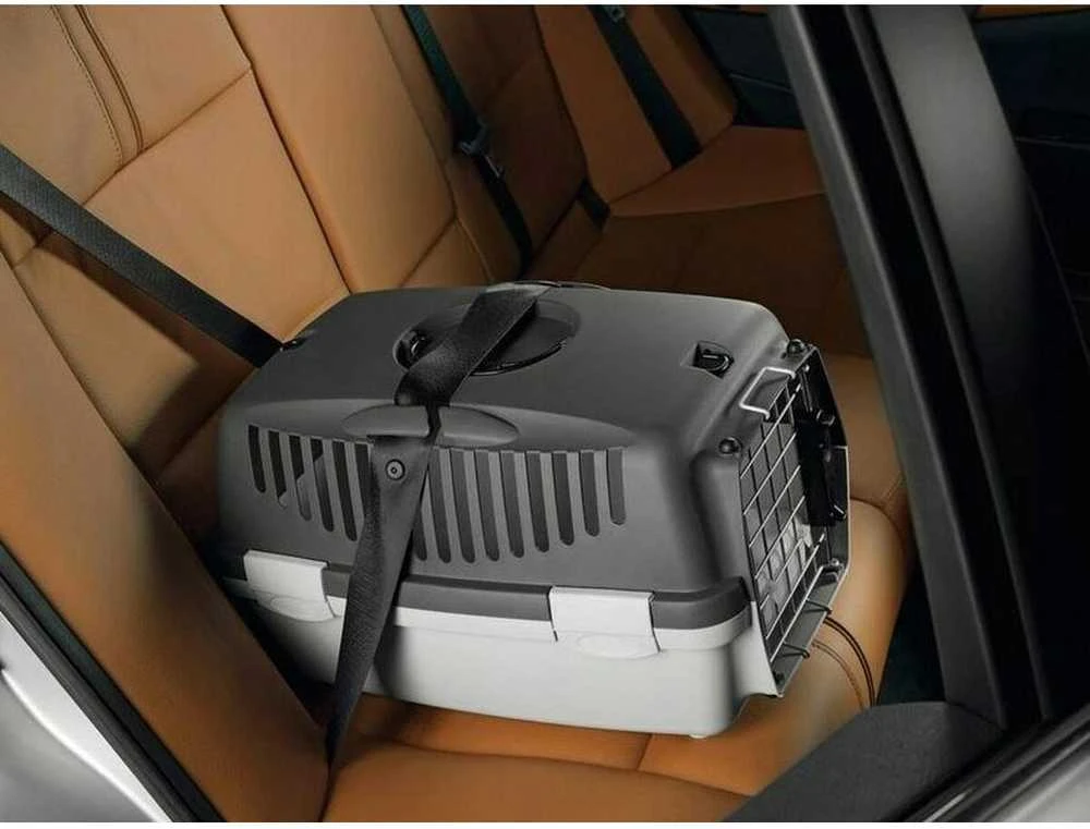 STEFANPLAST GULLIVER 2 DELUX transportavimo dėžė su dubenėliu, metalinėmis grotelėmis su užraktu juoda/pilka