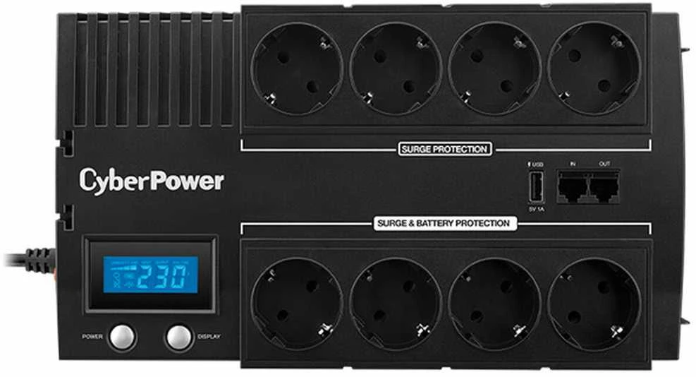 CYBERPOWER BR1200ELCD Line-Interactive UPS 1200VA/720W GreenPower energijos taupymo technologija LCD USB 4+4 lizdas Schuko tipo