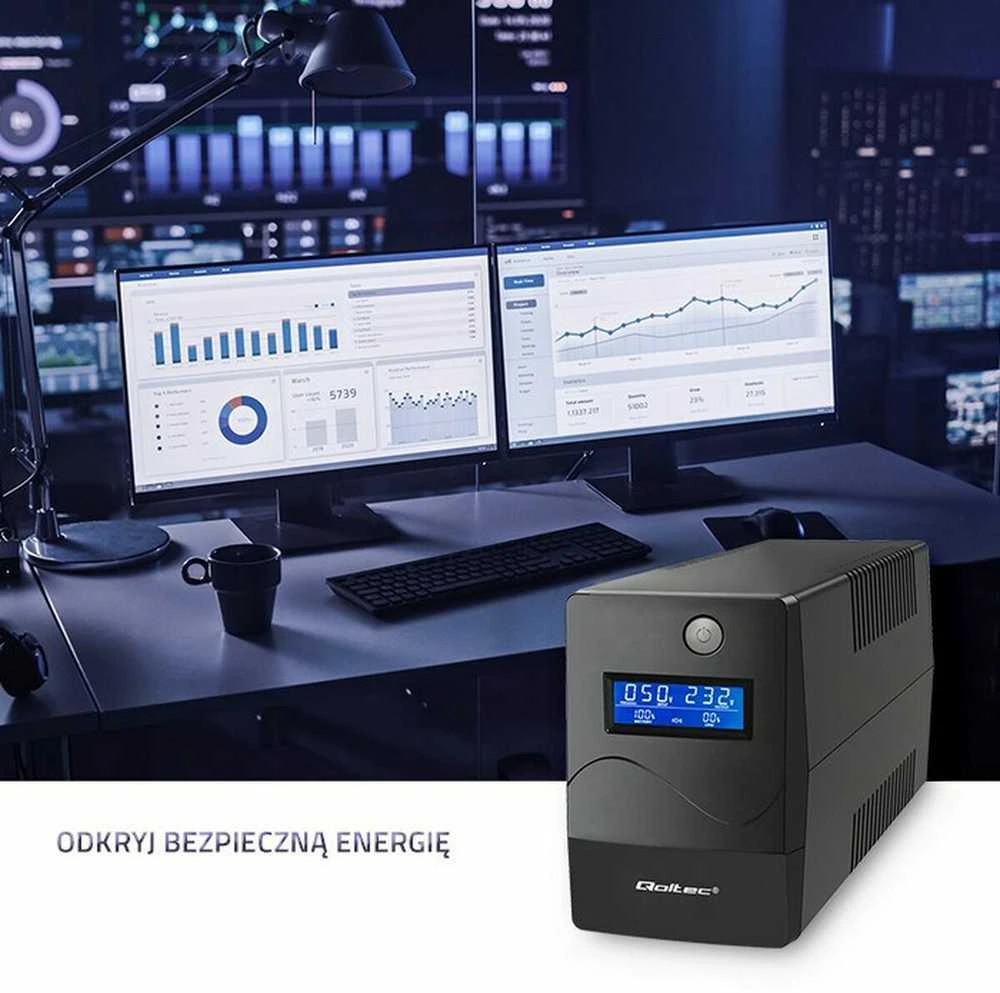 QOLTEC 53977 UPS Monolith 450VA 240W LCD USB RJ45