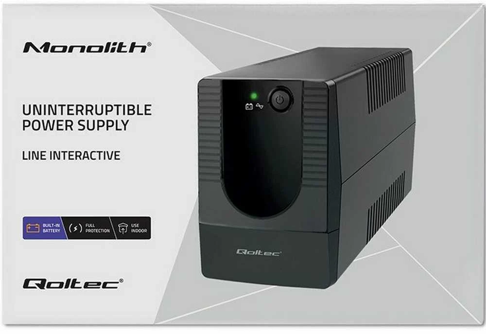 QOLTEC 53772 nepertraukiamo maitinimo linijos interaktyvus monolitas 650VA 360W