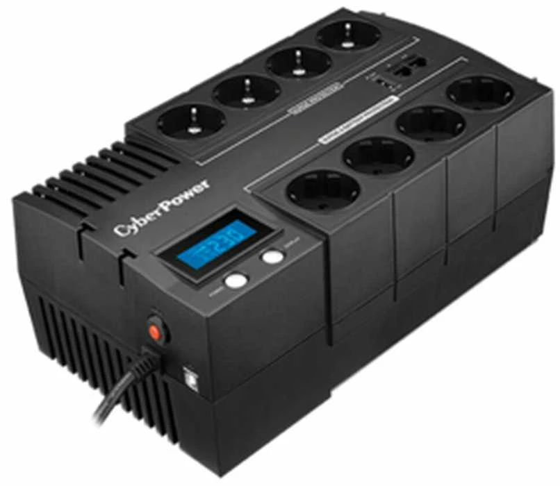 CYBERPOWER BR1000ELCD Line-Interactive UPS 1000VA/600W GreenPower energijos taupymo technologija LCD USB 4+4 Schuko