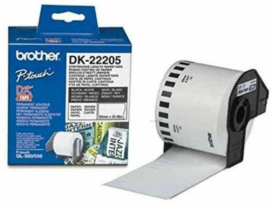 Brother Brolis | DK-22205 ištisinio ilgio popierinė etiketė | Baltas | DK | 30,5 m