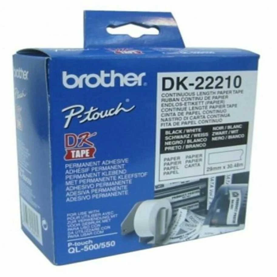 Brother Brolis | DK-22210 ištisinio ilgio popierinė etiketė | Baltas | DK | 29 mm | 30,5 m