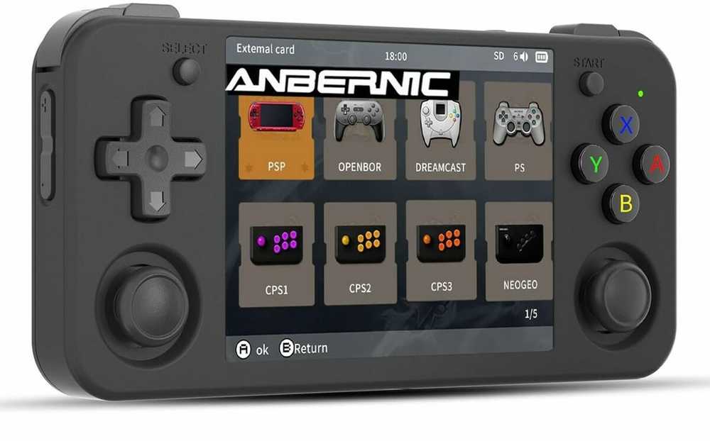 ANBERNIC RG 35xx H Nešiojama žaidimų konsolė RETRO juoda
