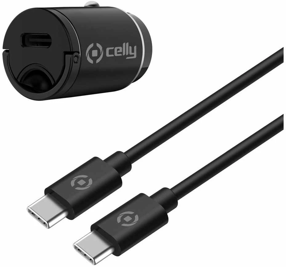 CELLY CCMINITYPEC - AUTOMOBILINIS ĮKROVIKLIS USB-C + USB-C Į USB-C LAIDĄ 20W [PRO POWER]