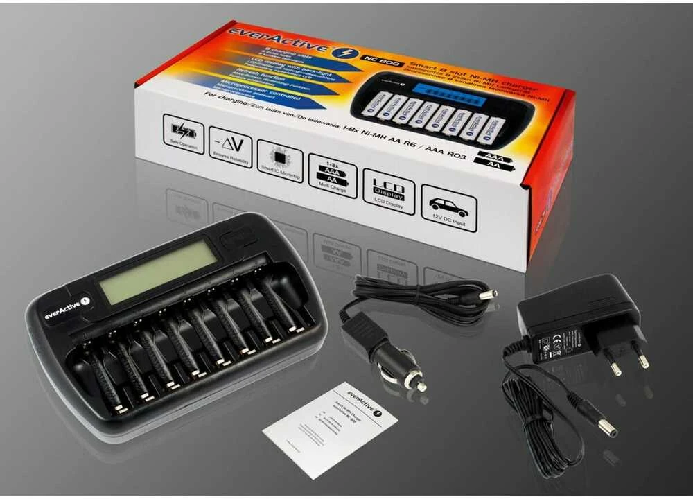 everActive 1-8 AA/AAA elementų kroviklis su LCD ekranu