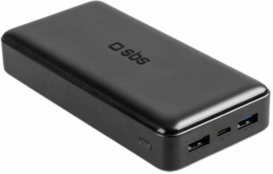 Power Bank 20.000 mAh Greitas įkrovimas, 2 USB By SBS Juodas