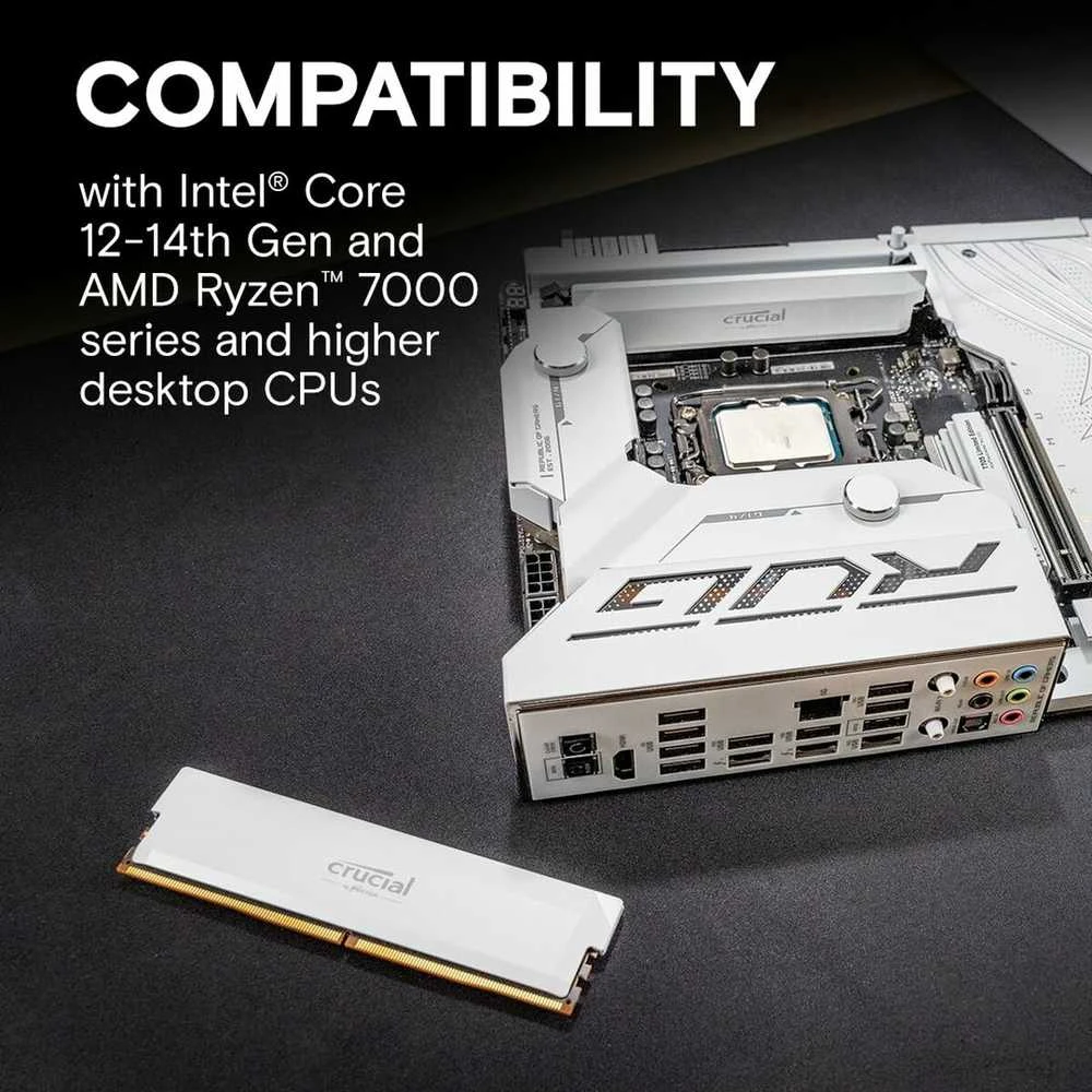 RAM Crucial Pro Overclocking 32GB [2x16GB 6000MHz DDR5 CL36 UDIMM] balta