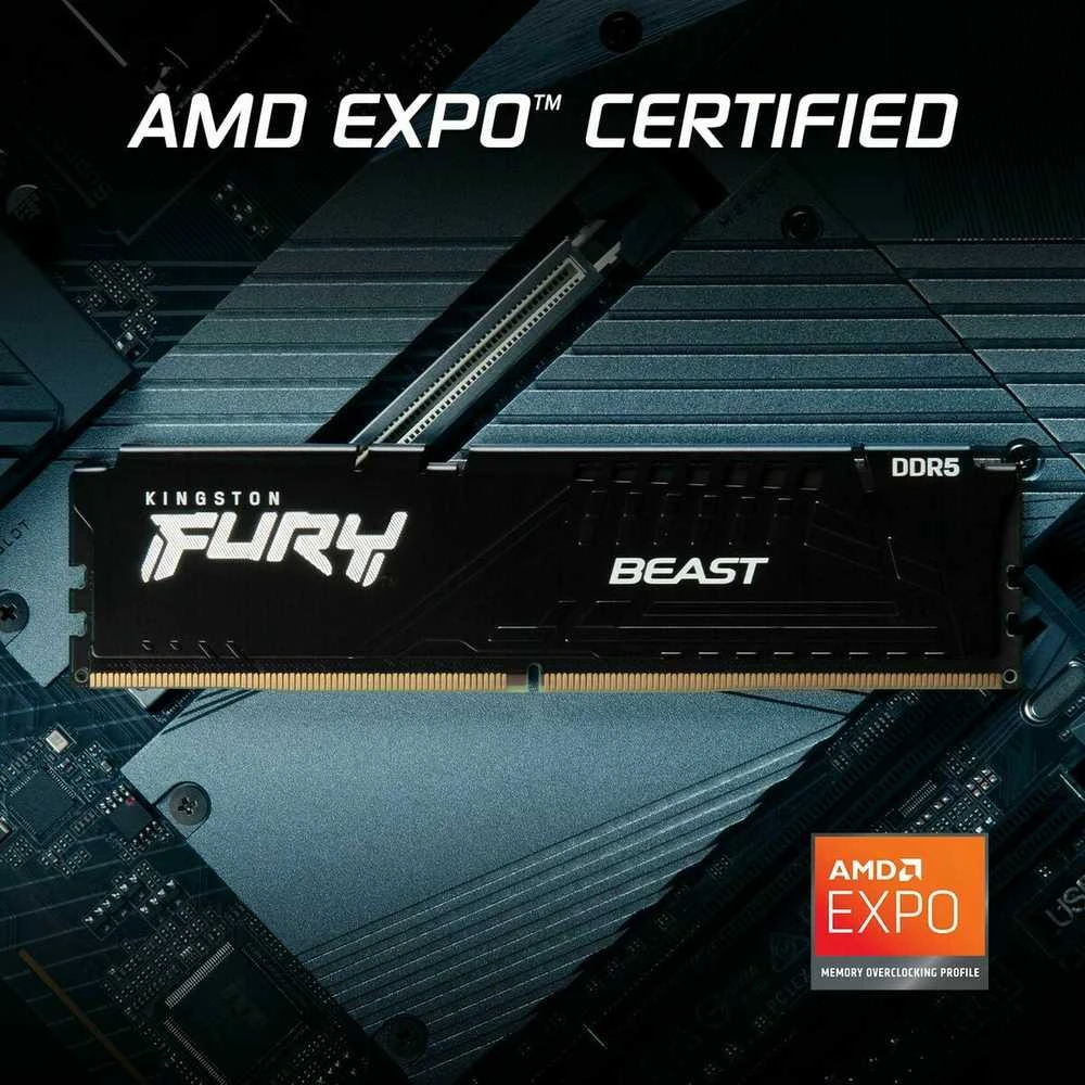 RAM KINGSTON 16GB 6400MT/s DDR5 CL32 DIMM FURY Beast Juodas EXPO