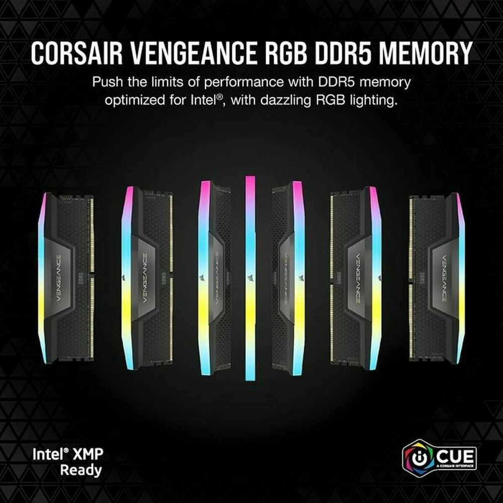 RAM CORSAIR VENGEANCE RGB 32GB 2x16GB DDR5 6400MT/s DIMM Unbuffered 36-48-48-104 Std PMIC XMP 3.0 Juodas Heatspreader Juodas PCB 1.4V