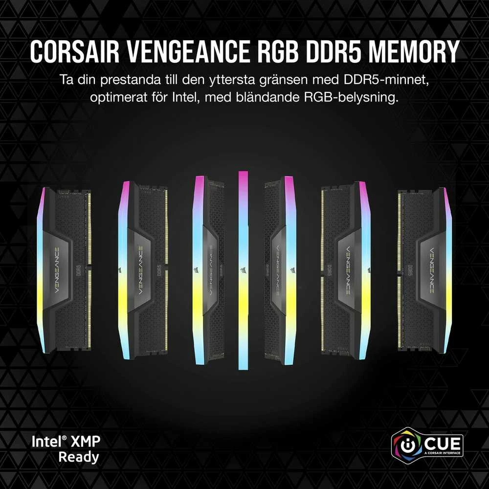 RAM CORSAIR VENGEANCE RGB 16GB 2x8GB DDR5 DIMM 5200MT/s CL40-40-40-77 1.25V Intel XMP Desktop Memory - Juodas
