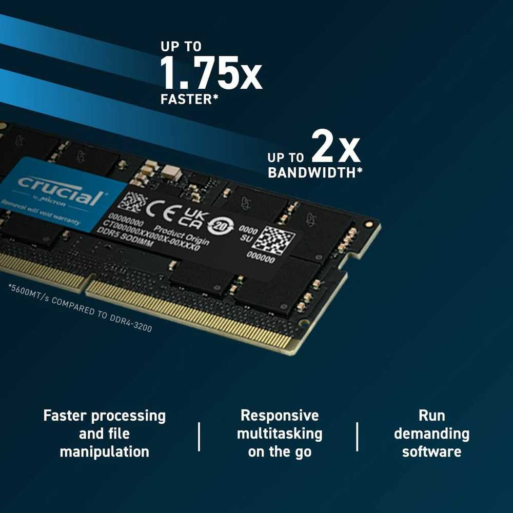 Nešiojamo kompiuterio atmintis Crucial 96GB [2x48GB 5600MHz DDR5 CL46 SODIMM]