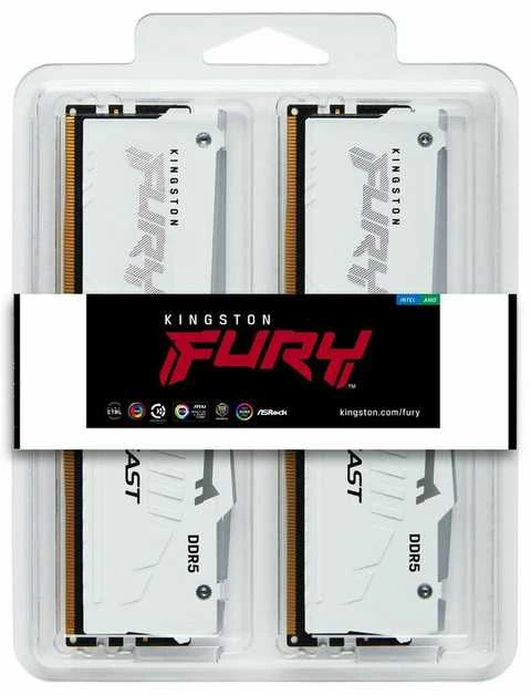 RAM Kingston KF564C32BWEAK2-32 32GB 6400MT/s DDR5 CL32 DIMM (Kit of 2) FURY Beast Baltas RGB EXPO | Kingstonas
