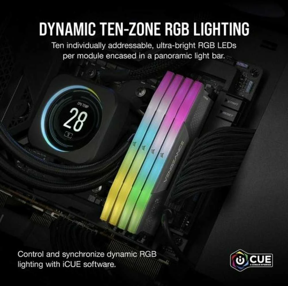 Stacionarių kompiuterių atmintis VENGEANCE RGB 32GB (2x16GB) DDR5 DRAM 6000MT/s CL30 AMD EXPO & Intel XMP