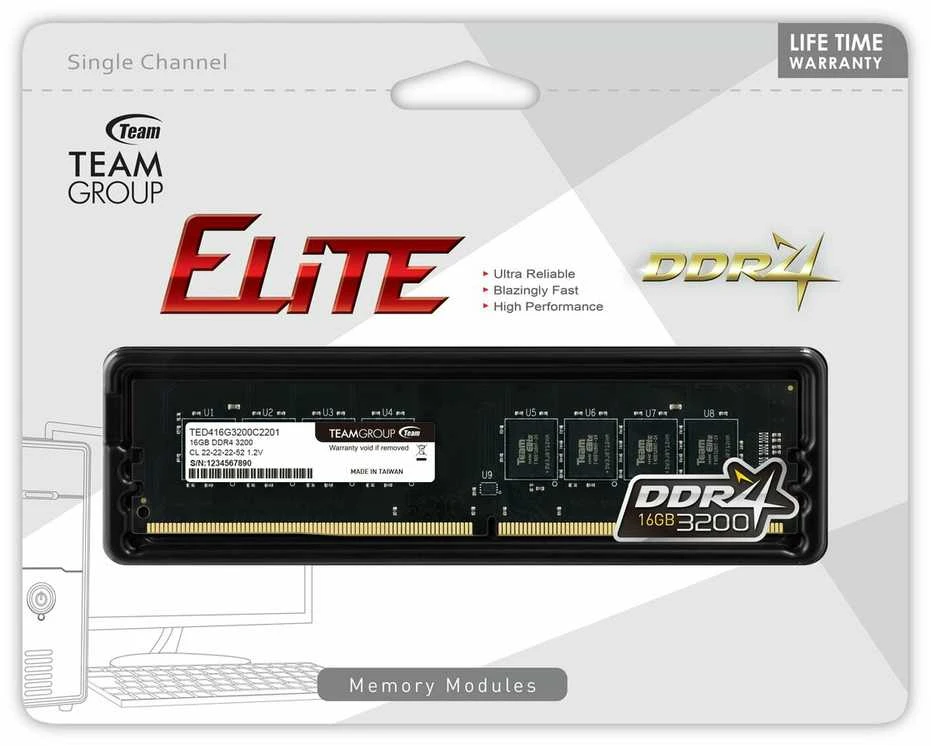 RAM TEAM GROUP DDR4 16GB 3200MHz CL22 1.2V