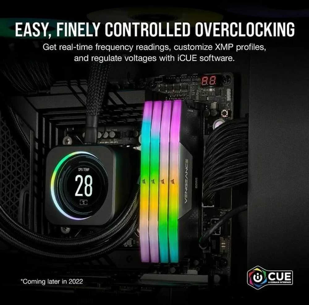 RAM CORSAIR VENGEANCE RGB 32GB 2x16GB DDR5 6400MT/s DIMM Unbuffered 36-48-48-104 Std PMIC XMP 3.0 Juodas Heatspreader Juodas PCB 1.4V