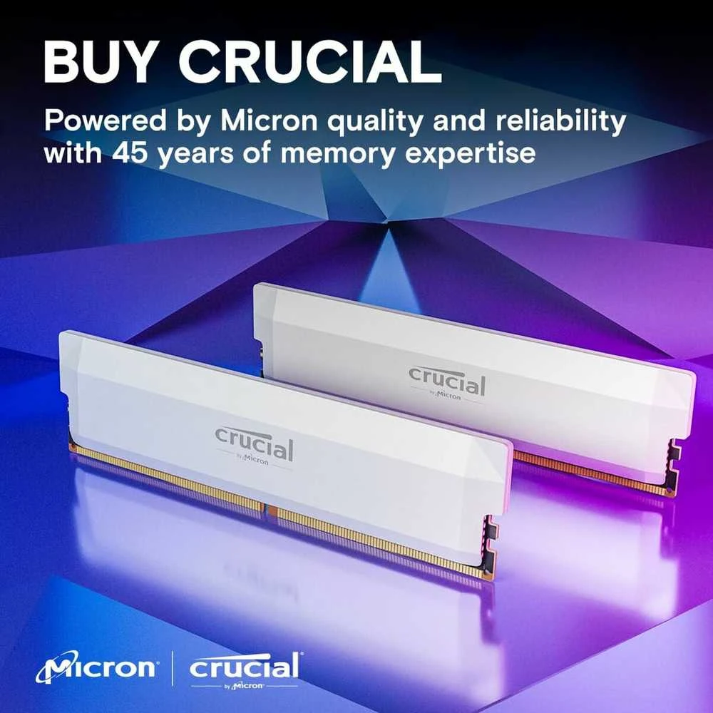 RAM Crucial Pro Overclocking 32GB [2x16GB 6000MHz DDR5 CL36 UDIMM] balta
