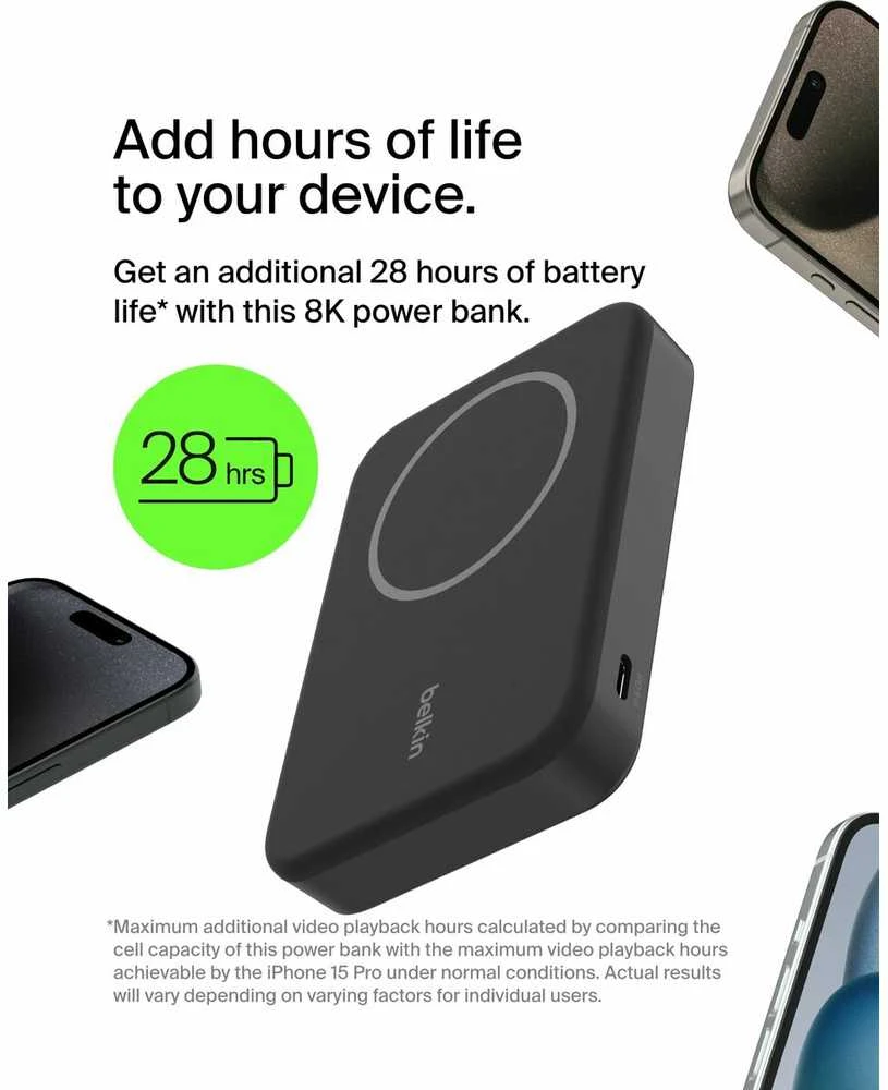 Belkin BoostCharge Pro 8000 mAh Wireless charging Juodas