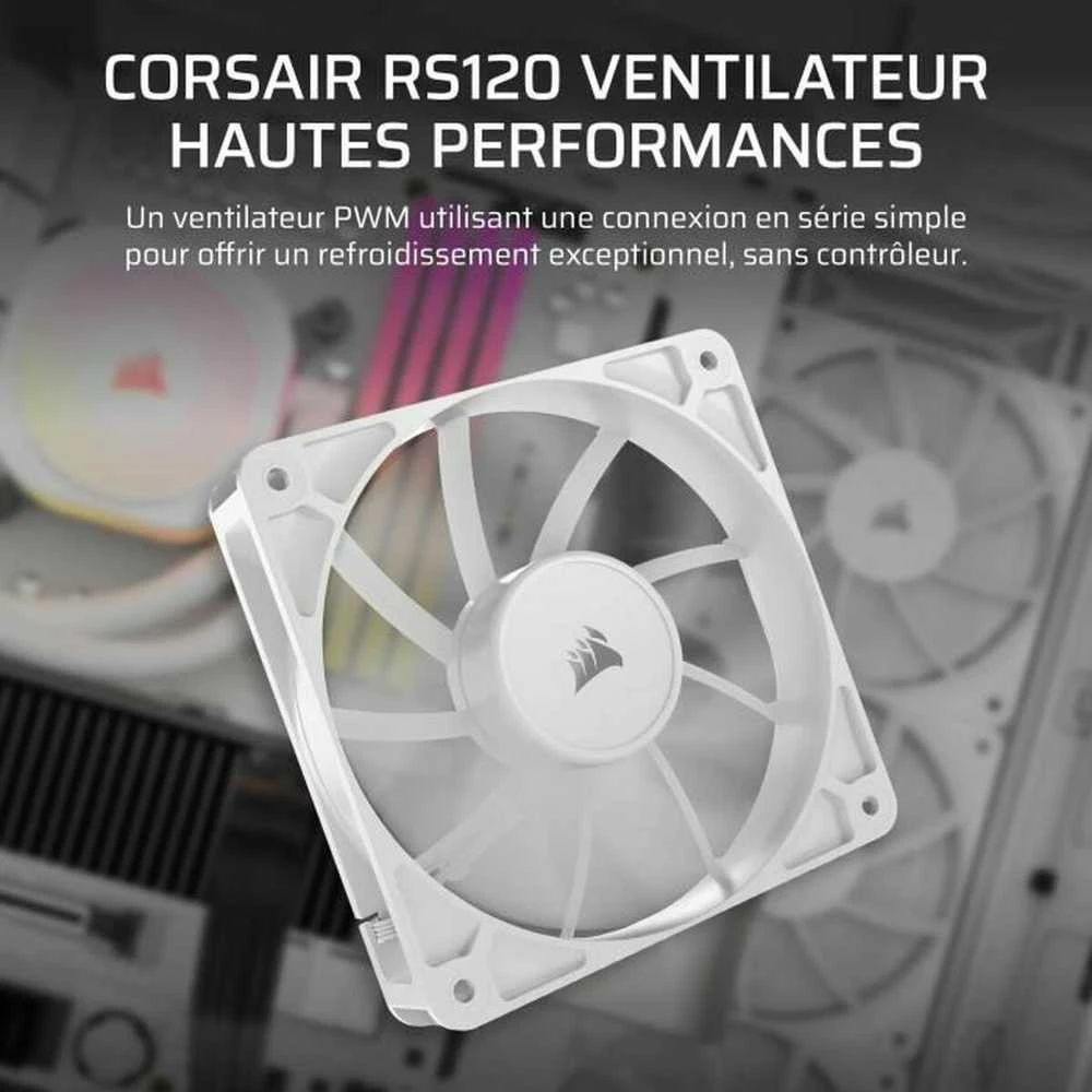 Corsair RS Series 120, PWM korpuso ventiliatorius – 120mm, baltos spalvos