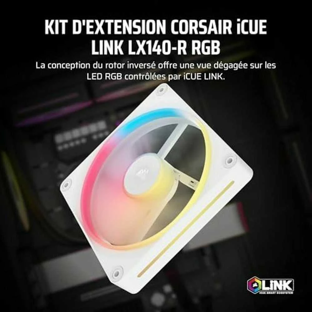 Corsair iCUE Link LX140-R RGB, PWM korpuso ventiliatorius – 140mm, baltos spalvos