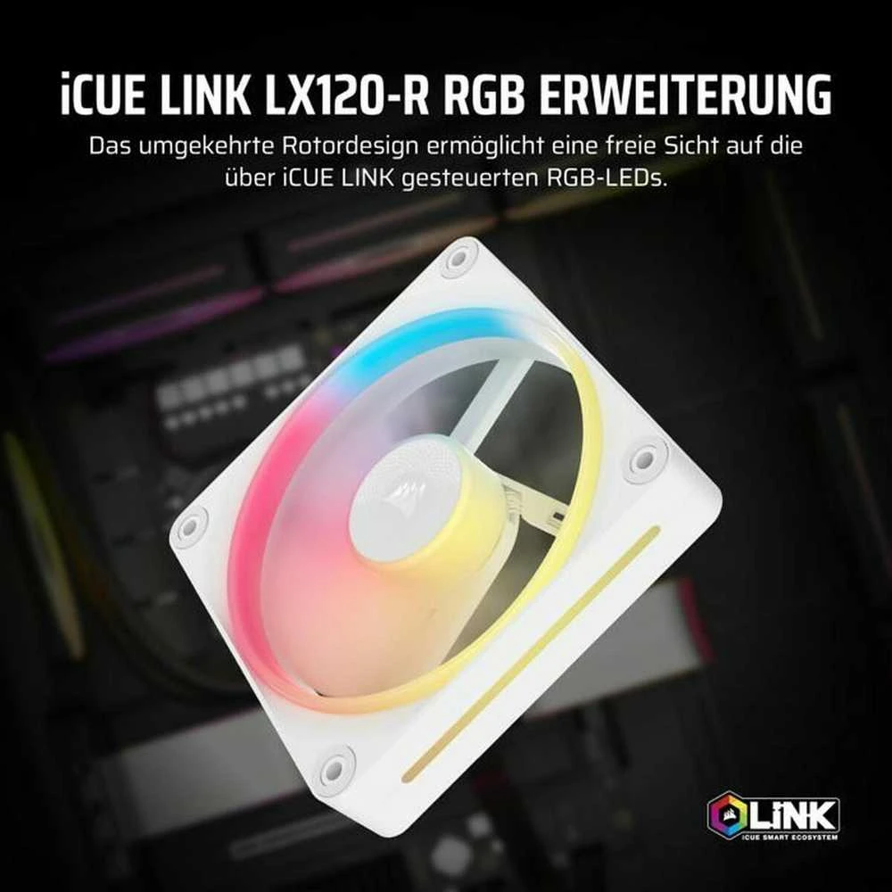 Corsair iCUE Link LX120-R RGB, PWM korpuso ventiliatorius – 120mm, baltos spalvos