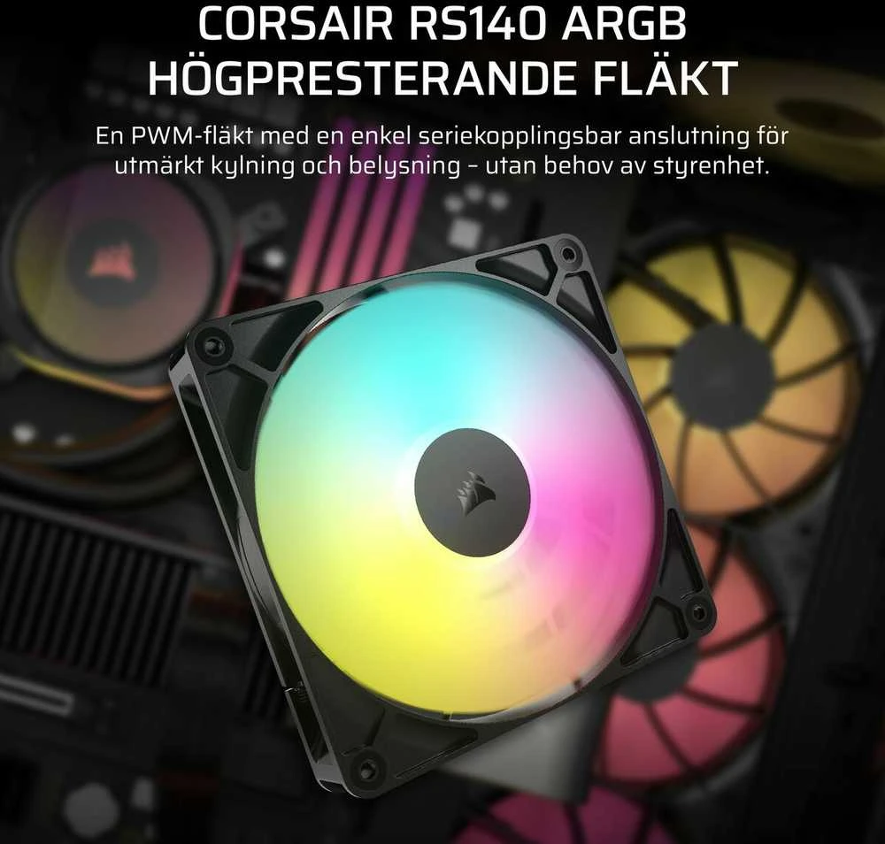 Corsair RS ARGB PWM Fan – 140 mm, juodas