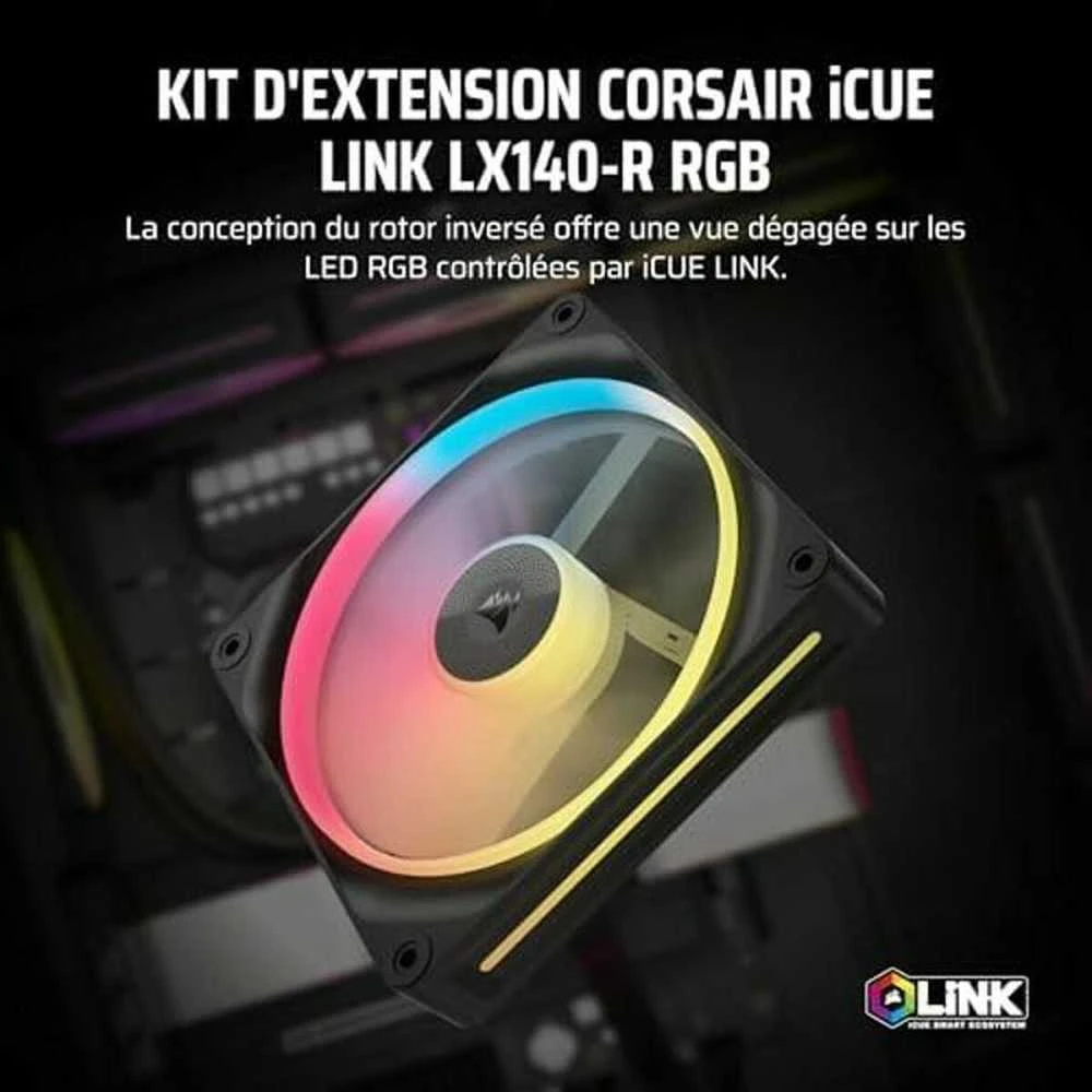 Corsair iCUE Link LX140-R RGB, PWM korpuso ventiliatorius – 140mm, juodos spalvos