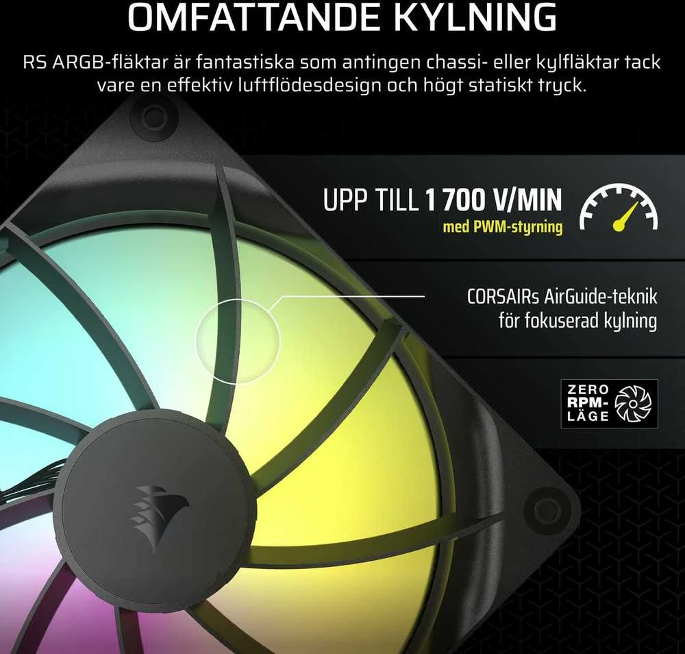 Corsair RS ARGB PWM Fan – 140 mm, juodas