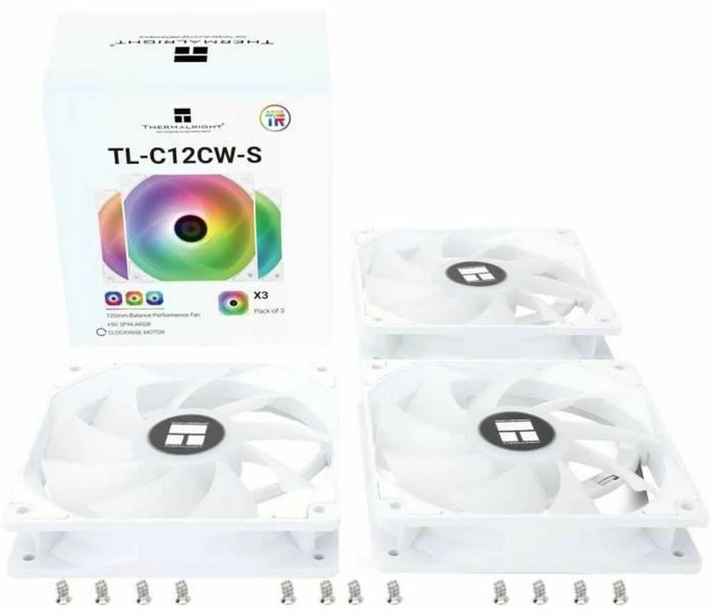 Thermalright TL-C12CW-S X3 Baltas PWM ARGB Ventiliatoriai (3 vnt. Balti)