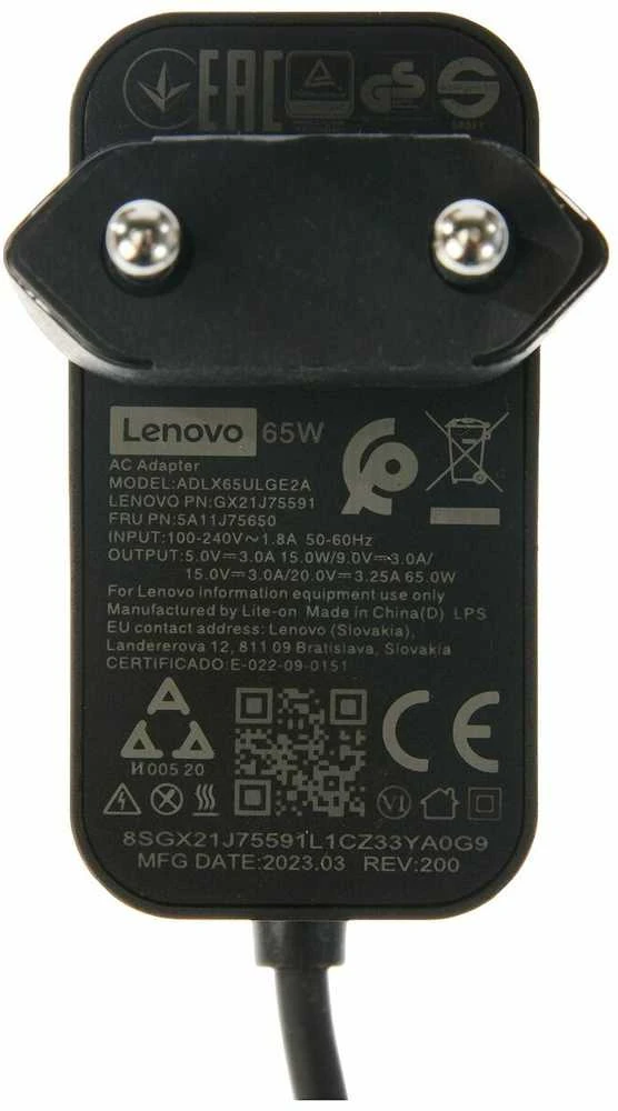 Lenovo | 65W USB-C sieninis adapteris | USB-C | 20 V | Maitinimo adapteriai