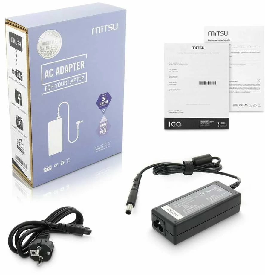 Nešiojamo Kompiuterio Įkroviklis - Mitsu 19.5V 3.33A (7.4x5.0 Pin)