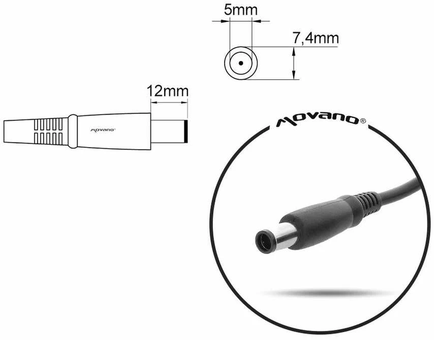 Nešiojamo Kompiuterio Įkroviklis - Mitsu 19.5V 3.33A (7.4x5.0 Pin)