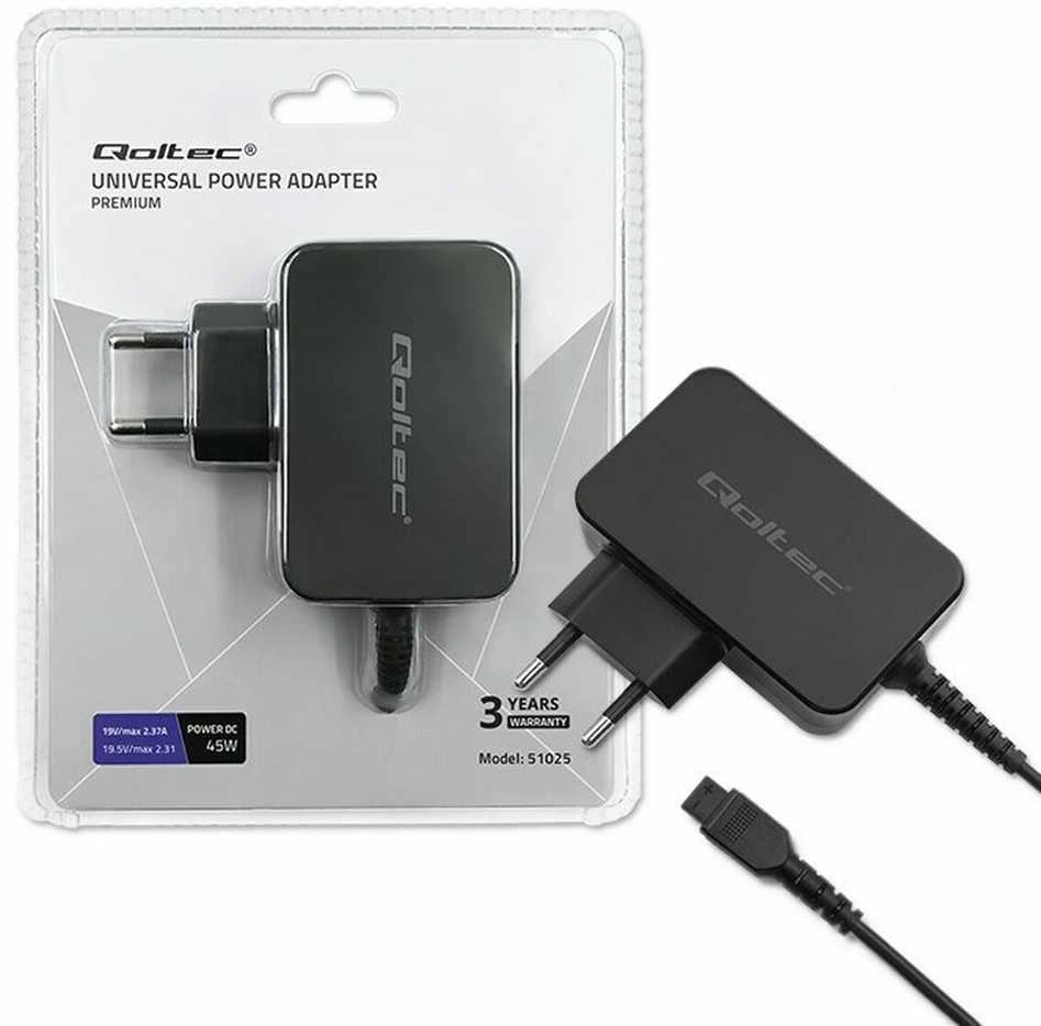 QOLTEC 51025 Maitinimo adapteris 45W 8 papildiniai