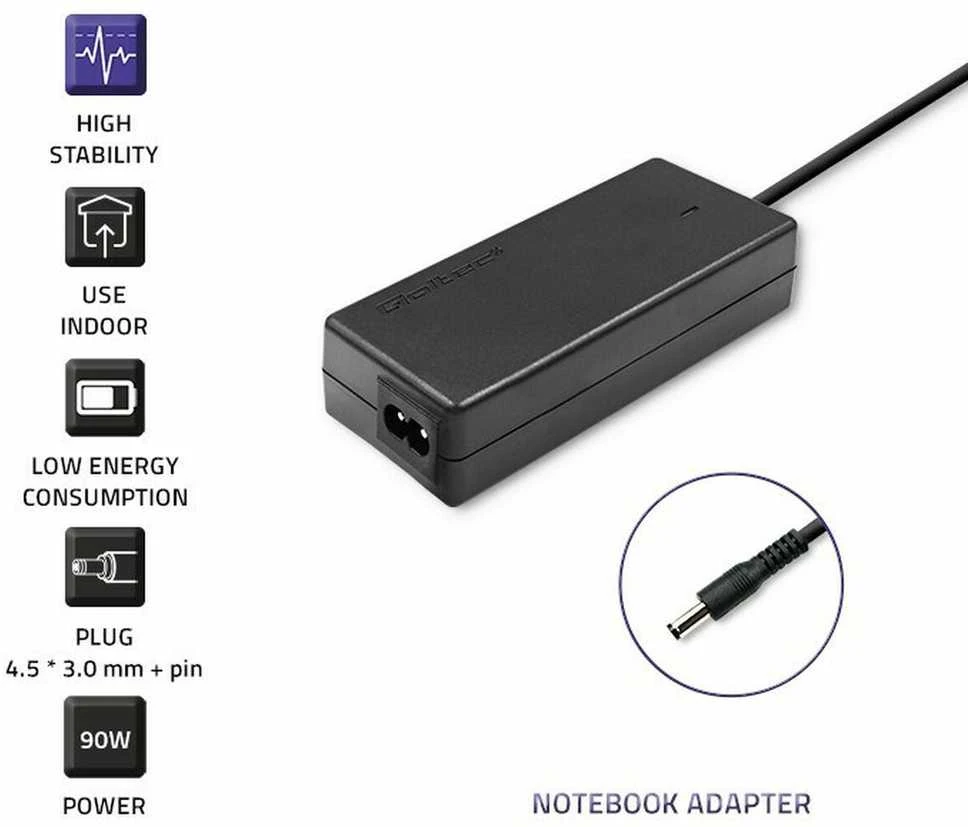 QOLTEC 51516 Nešiojamas kompiuteris AC power adapter Dell 90W 19.5V 4.62A 4.5 3.0+pin